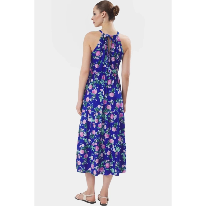 Örme Polyester Maxi Elbise Skater Kalıp Halter Yaka Günlük Stil Rahat Ve Şık Konforlu Kesim