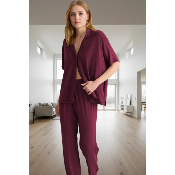 Örme Viskon Pijama Takımı Ev Konforu İçin Mükemmel Seçim Uzun Ömürlü Trend Tasarım Zarifane
