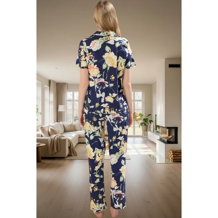 Pamuk Çiçekli Regular Pijama Takımı Kaliteli İşçilik Profesyonel Görünüm Özel Tasarım