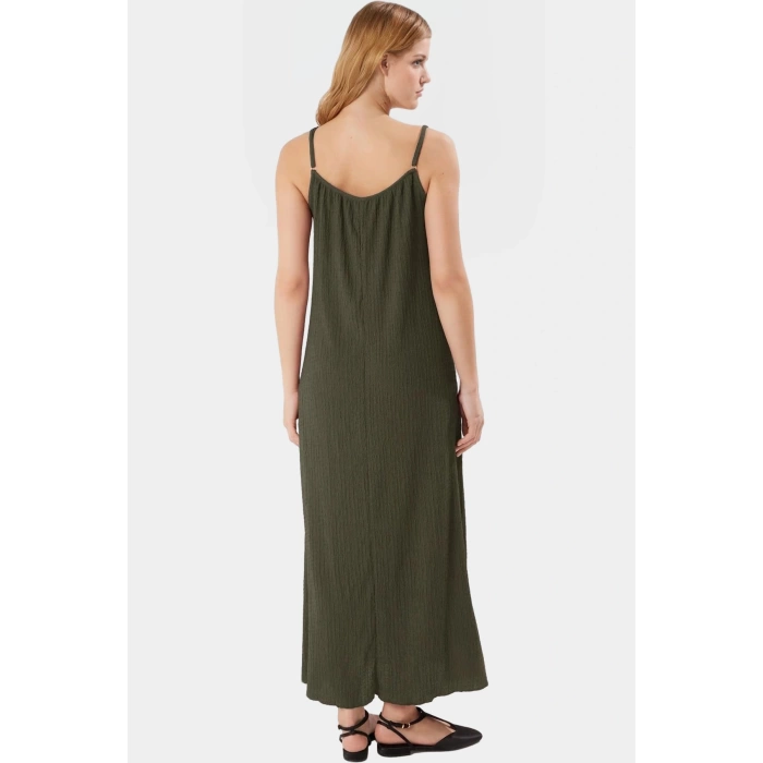 Pamuklu A line Maxi Elbise V Yaka Örme Kumaş Rahat Kalıp Özenle Seçilmiş Modern Stil Özel Tasarım