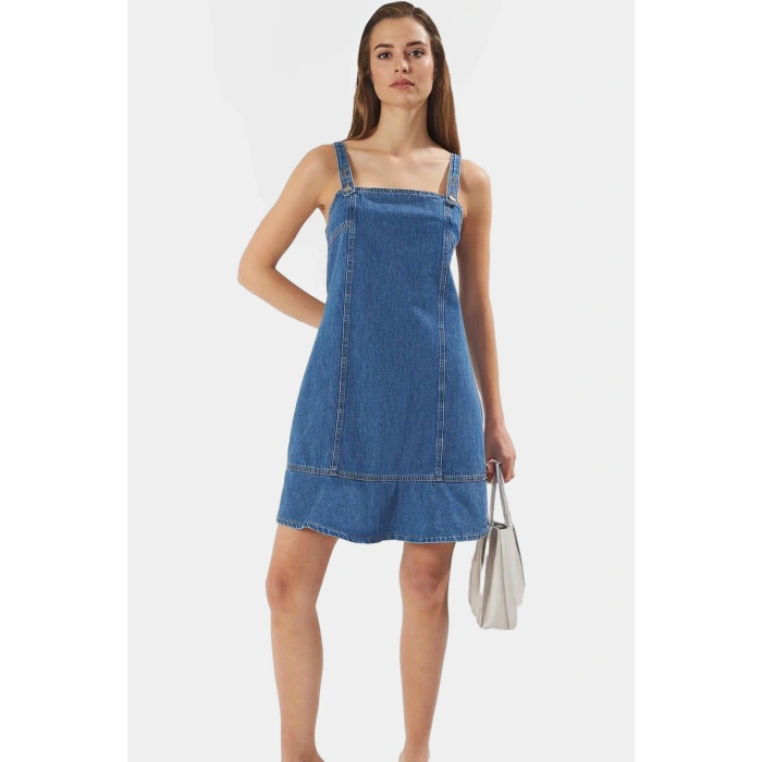 Pamuklu Denim Mini Elbise Rahat Şık ve Yazlık Premium Kalite Özenle Seçilmiş Modern Stil