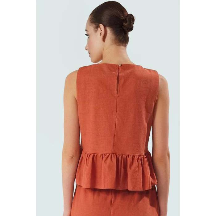 Pamuklu Fırfırlı Bluz Geniş Paça Pantolon Takım Yazlık Şıklık Yüksek Kalite
