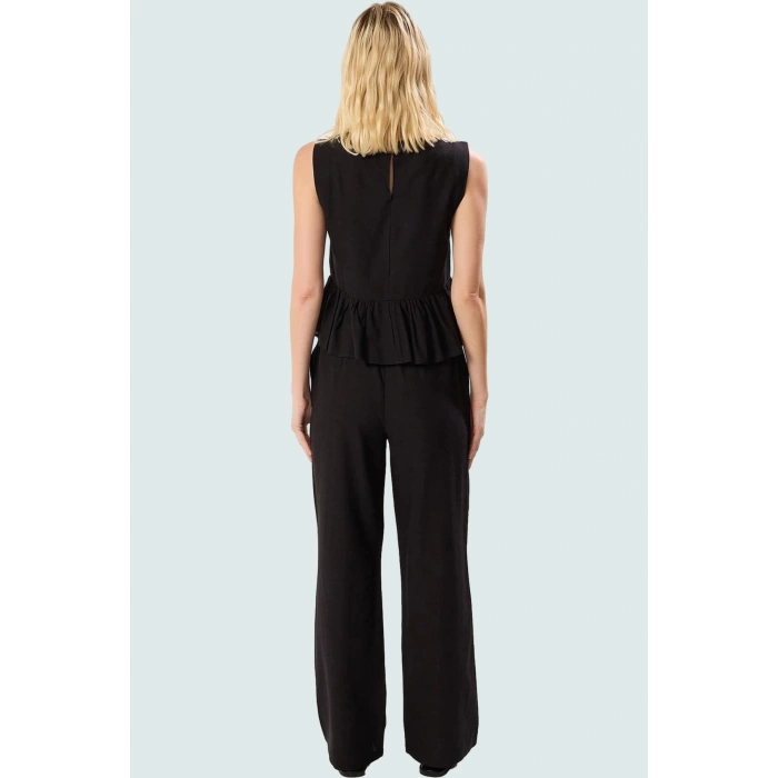 Pamuklu Fırfırlı Bluz Geniş Paça Pantolon Takım Yazlık Şıklık Yüksek Kalite