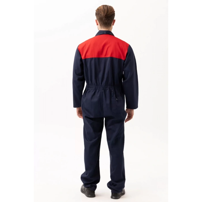 Pamuklu Gabardin Tulum LacivertKırmızı İş Güvenliği Carica Yazlık