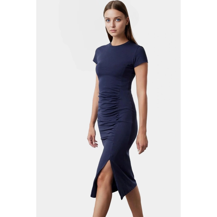 Pamuklu Midi Elbise Bodycon Büzgü Detay Yaz için Mükemmel Özel Tasarım Rahat Ve Şık