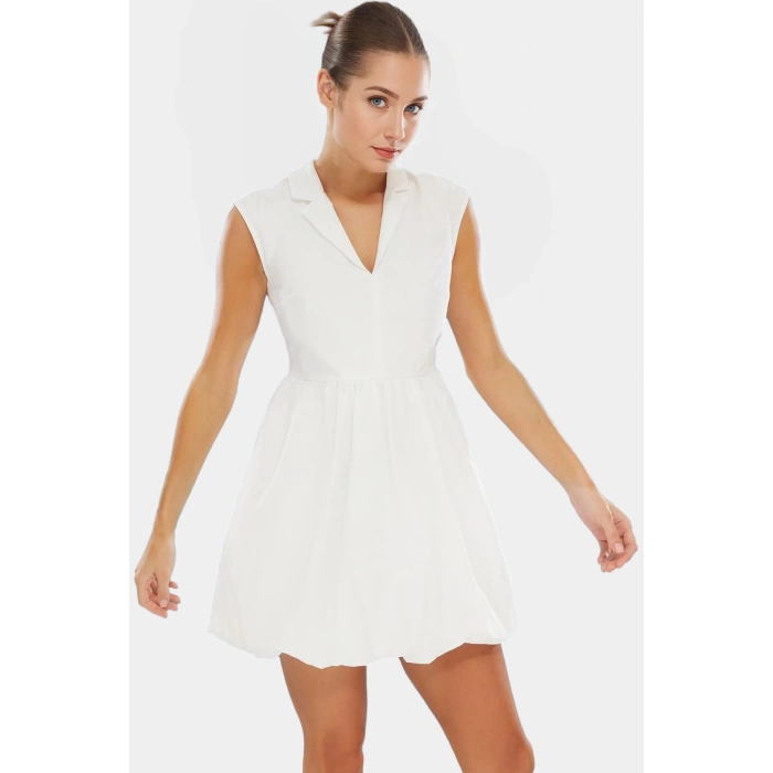 Pamuklu Mini Elbise Gömlek Yaka Skater Kalıp Günlük Yazlık Premium Kalite Trend Tasarım