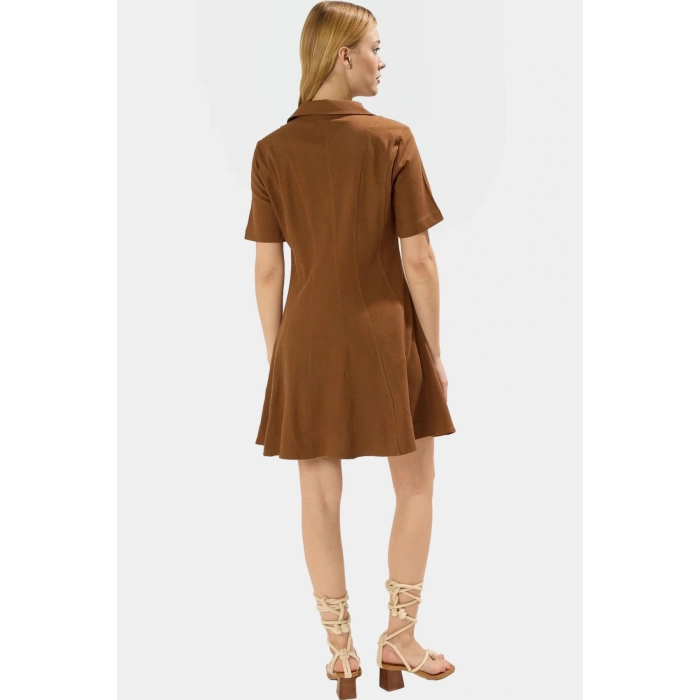 Pamuklu Mini Elbise Skater Kalıp Kısa Kol Renk Günlük Kullanım Modern Stil Yüksek Kalite