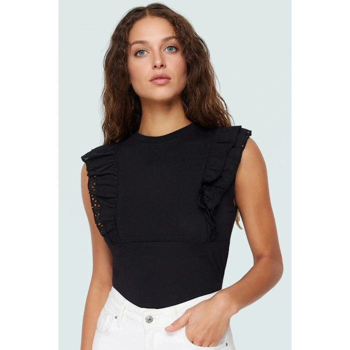 Pamuklu Örme Bluz Kadın Fitted Kolsuz Casual Nefes Alabilir Günlük Kullanım İçin Modern Stil