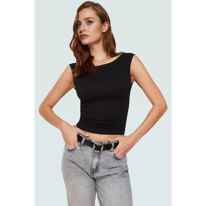 Pamuklu Örme Bluz Sırt Dekolteli Fitted Regular Nefes Alabilir Özenle Seçilmiş