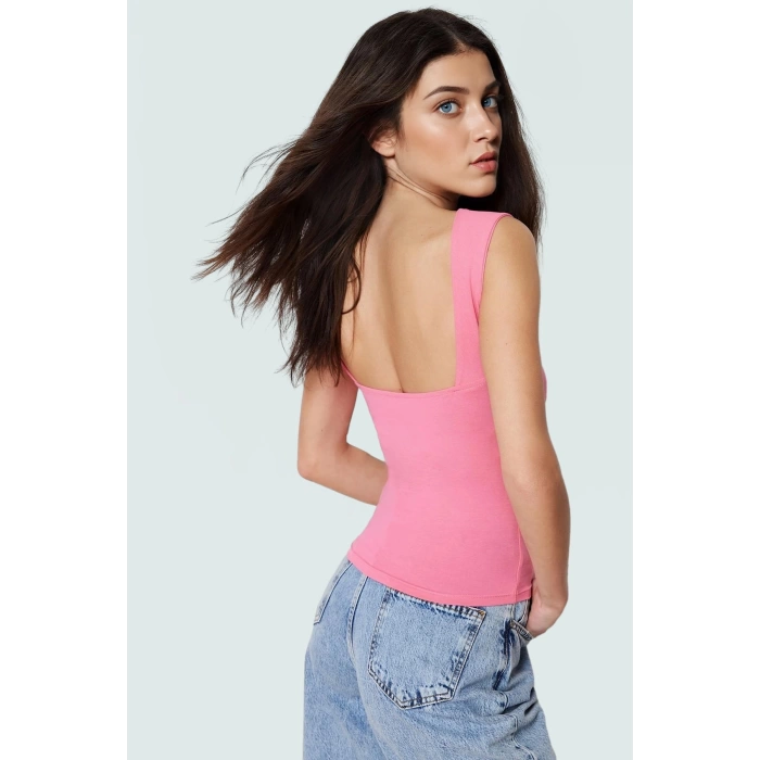 Pamuklu Örme Bluz Sırt Dekolteli Fitted Regular Nefes Alabilir Özenle Seçilmiş