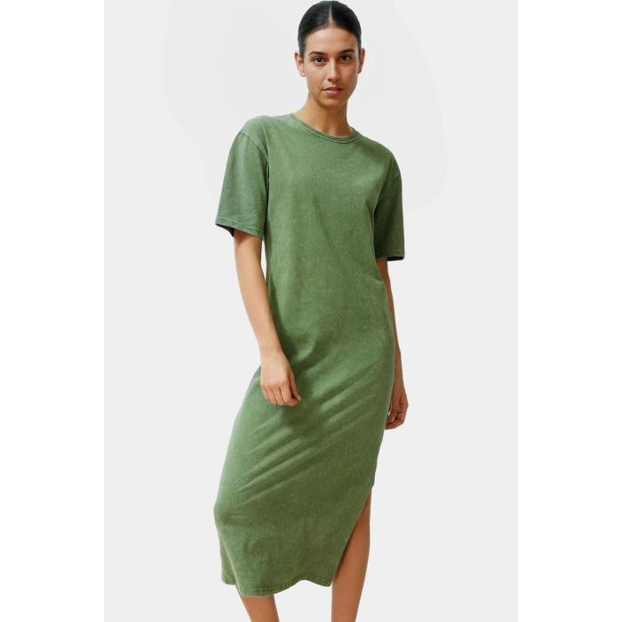 Pamuklu Örme Midi T shirt Elbise Rahat Şık ve Günlük Özel Tasarım Konforlu Kesim Yüksek Kalite