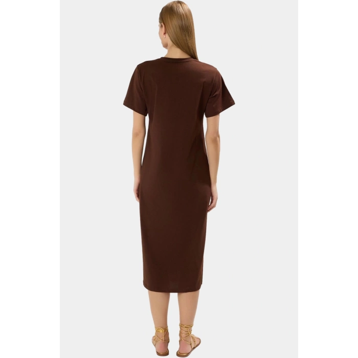 Pamuklu Örme Midi T shirt Elbise Rahat Şık ve Günlük Özel Tasarım Konforlu Kesim Yüksek Kalite
