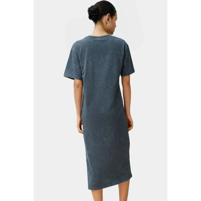 Pamuklu Örme Midi T shirt Elbise Rahat Şık ve Günlük Özel Tasarım Konforlu Kesim Yüksek Kalite
