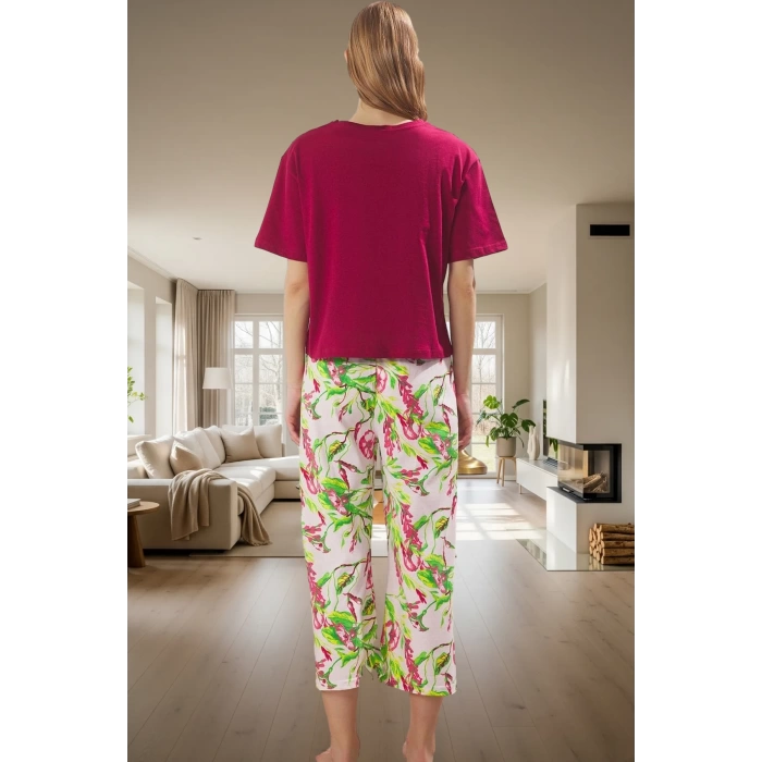 Pamuklu Örme Pijama Takımı Çiçek Desenli Rahat ve Şık Premium Kalite Kullanım