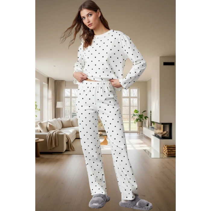 Pamuklu Pijama Takımı Nefes Alan Kumaş Boru Paça Rahat Kalıp Uzun Ömürlü Konforlu Kesim