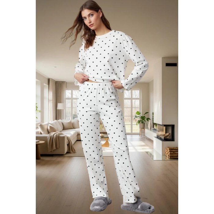 Pamuklu Pijama Takımı Nefes Alan Kumaş Boru Paça Rahat Kalıp Uzun Ömürlü Konforlu Kesim