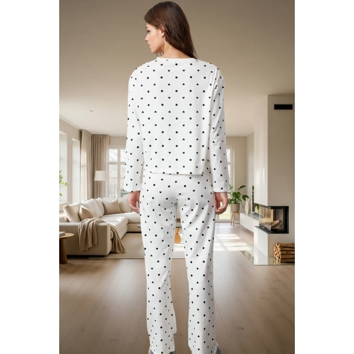 Pamuklu Pijama Takımı Nefes Alan Kumaş Boru Paça Rahat Kalıp Uzun Ömürlü Konforlu Kesim