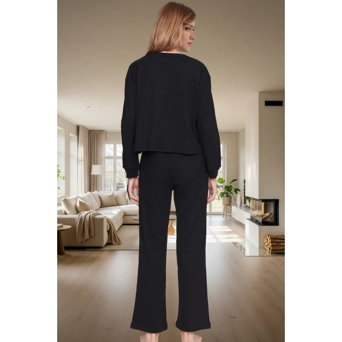Pamuklu Pijama Takımı Örme Kumaş Rahat Kalıp Kış İçin İdeal Konforlu Kesim Yüksek Kalite