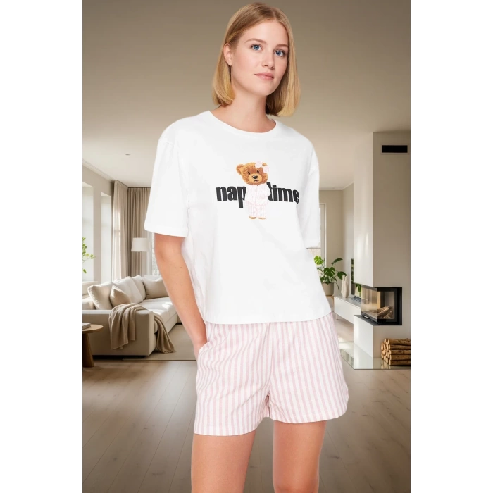 Pamuklu Regular Pijama Takımı Çizgili Desenli Rahat Uyku İçin Şık Görünüm Modern Stil