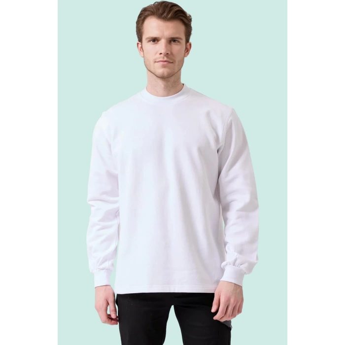 Pamuklu Sweatshirt Kışlık Erkek Süveter Galanthus Basic Rahat Kesim Günlük İş Kullanımı İçin