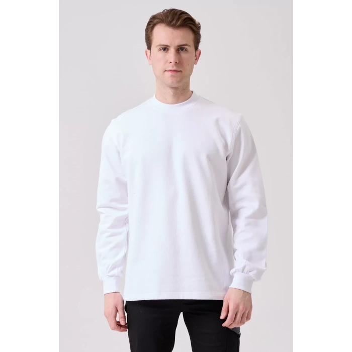 Pamuklu Sweatshirt Kışlık Erkek Süveter Galanthus Basic Rahat Kesim Günlük İş Kullanımı İçin