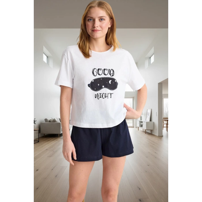 Pamuklu Yazlık Pijama Takımı Kısa Kollu Regular Kalıp Evde Rahatlık İçin Mükemmel Uyum