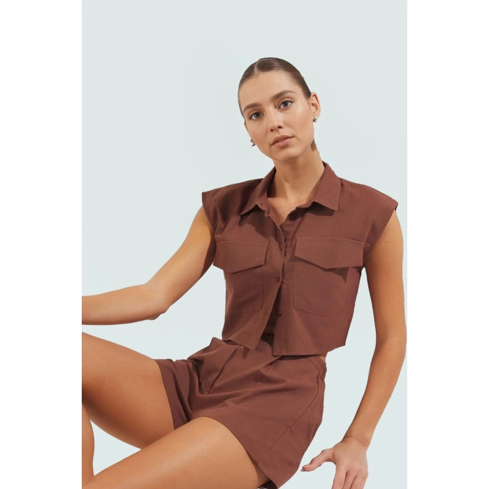 Pamuklu Yazlık Plaj Takımı Tropikal Desen Fitted Kalıp Özenle Seçilmiş Yüksek Kalite Modern Stil