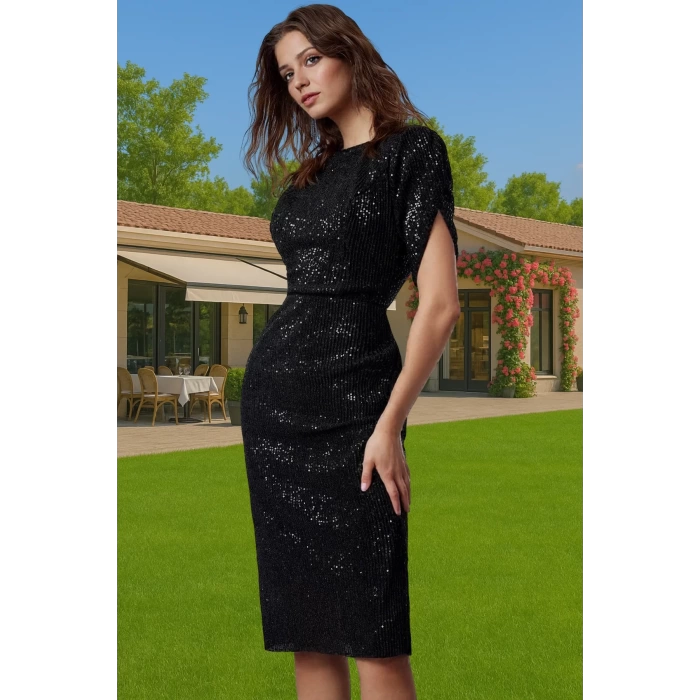 Parıltılı Örme Abiye Elbise Bodycon Kalıp Polyester Karışımlı Yazlık Uzun Ömürlü Seçkin Malzeme