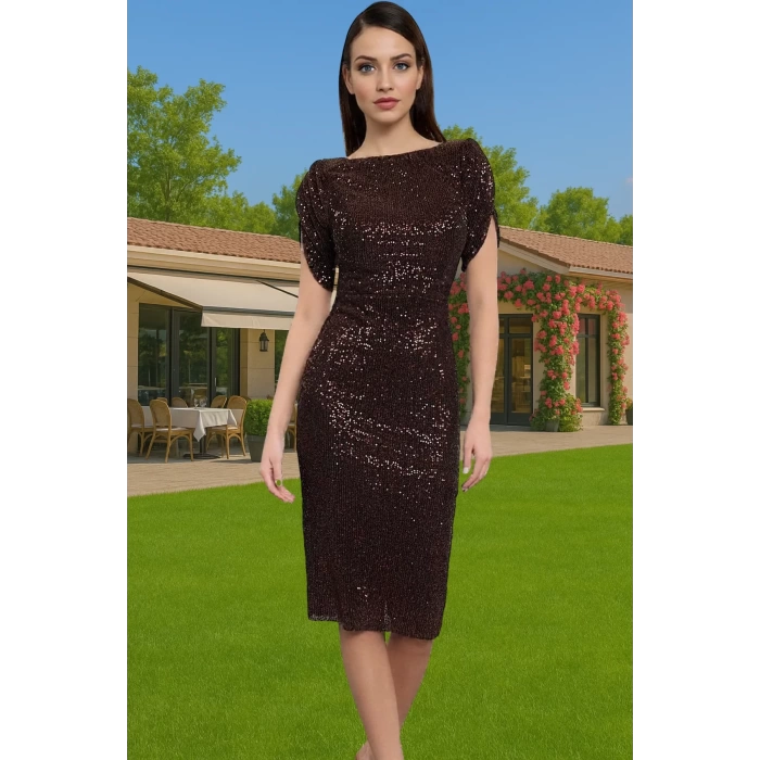 Parıltılı Örme Abiye Elbise Bodycon Kalıp Polyester Karışımlı Yazlık Uzun Ömürlü Seçkin Malzeme