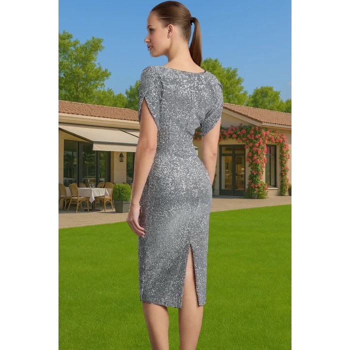 Parıltılı Örme Abiye Elbise Bodycon Kalıp Polyester Karışımlı Yazlık Uzun Ömürlü Seçkin Malzeme