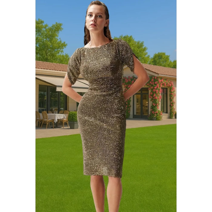 Parıltılı Örme Abiye Elbise Bodycon Kalıp Polyester Karışımlı Yazlık Uzun Ömürlü Seçkin Malzeme