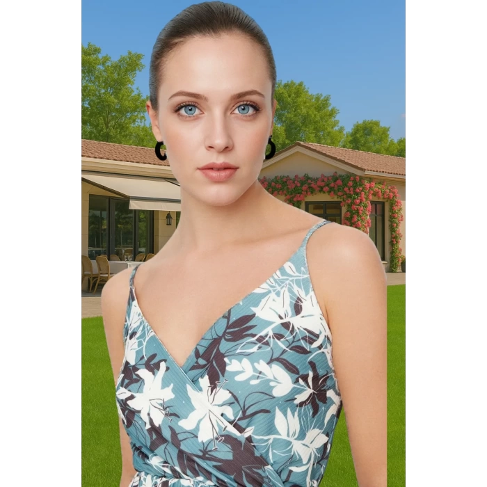 Pileli Midi Elbise Polyester Örme Yazlık Günlük Şık Özenle Seçilmiş Modern Stil Zarifane Tasarım