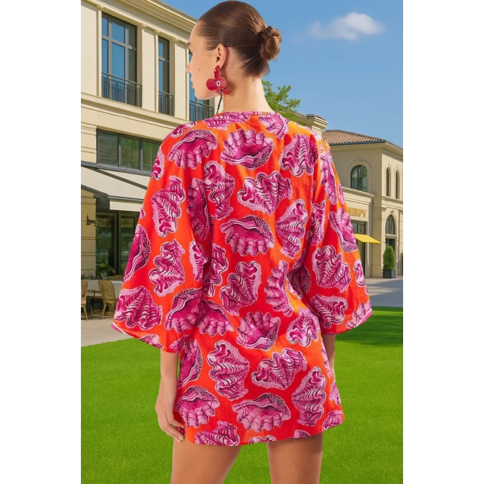 Plaj Elbisesi Su Altı Desenli Uzun Kollu Pamuklu Yazlık Uzun Ömürlü Günlük Kullanım İçin Modern Stil