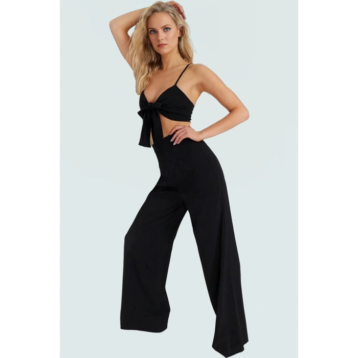 Plaj Şıklığı Crinkle Dokuma Bluz Pantolon Takımı Modern Stil Rahat Ve Şık Görünüm