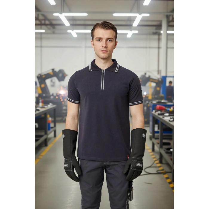 Polo Yaka Fermuarlı Tişört Nefes Alabilir İş Güvenliği Asperula shirt Şık Rahat Tasarım