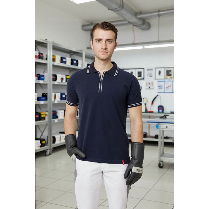 Polo Yaka Fermuarlı Tişört Nefes Alabilir İş Güvenliği Asperula shirt Şık Rahat Tasarım