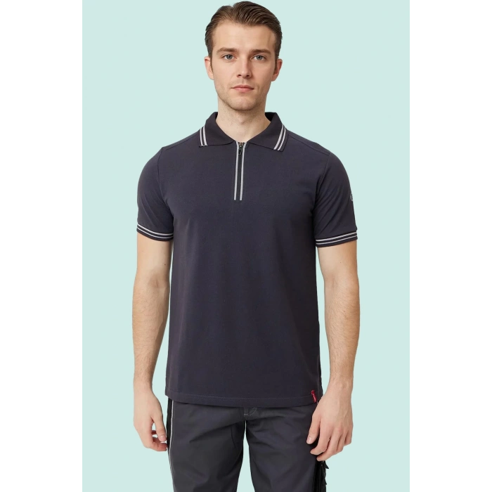 Polo Yaka Fermuarlı Tişört Nefes Alabilir İş Güvenliği Asperula shirt Şık Rahat Tasarım