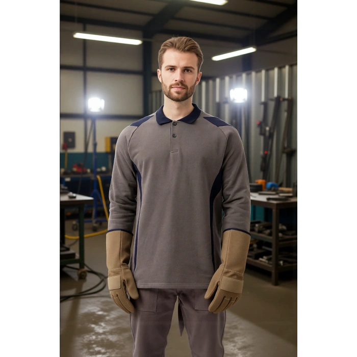 Polo Yaka Sweatshirt 100 Pamuk Kışlık Flora Rahat Kesim Pamuklu Günlük İş Kullanımı İçin