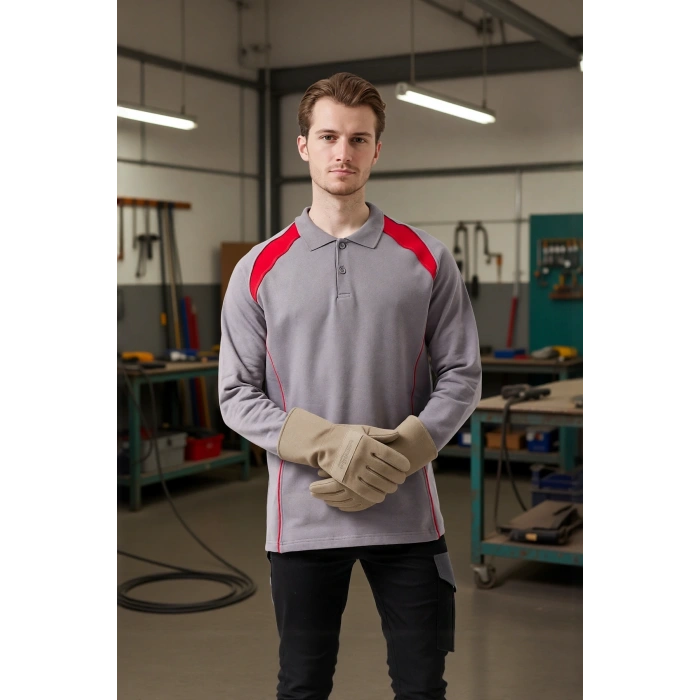 Polo Yaka Uzun Kollu Sweatshirt Detayli Is Giyim Vancelya Nefes Alabilir İş Günlük İçin