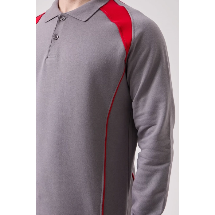 Polo Yaka Uzun Kollu Sweatshirt Detayli Is Giyim Vancelya Nefes Alabilir İş Günlük İçin