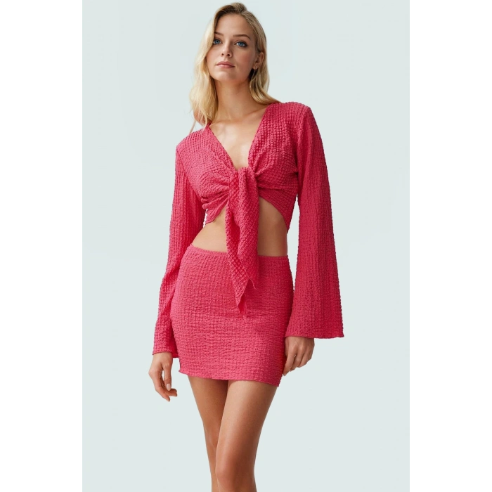 Polyester Bluz Etek Takım Yazlık Mini Boy Şık Tasarım Yüksek Kalite Kaliteli İşçilik