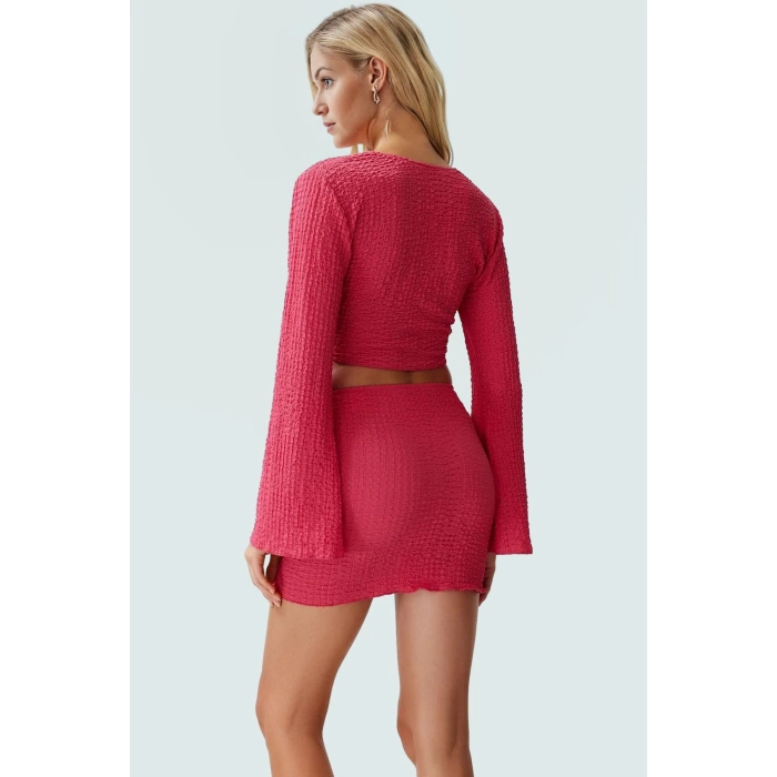 Polyester Bluz Etek Takım Yazlık Mini Boy Şık Tasarım Yüksek Kalite Kaliteli İşçilik