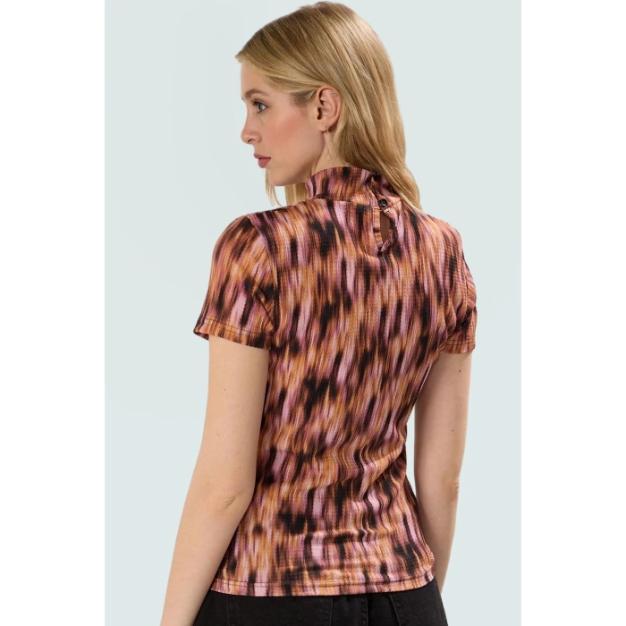 Polyester Bürümcük Dokuma Çok Bluz Dik Yaka Fitted Kalıp Kısa Kol Özenle Seçilmiş