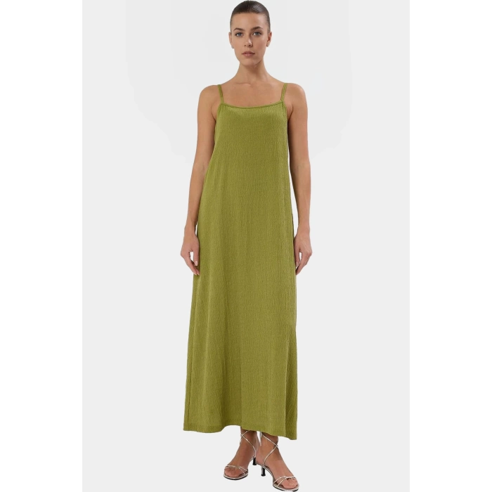 Polyester Elastan Shift Elbise Kolsuz Midi Boy Nefes Alan Kumaş Rahat Kullanım Modern Stil