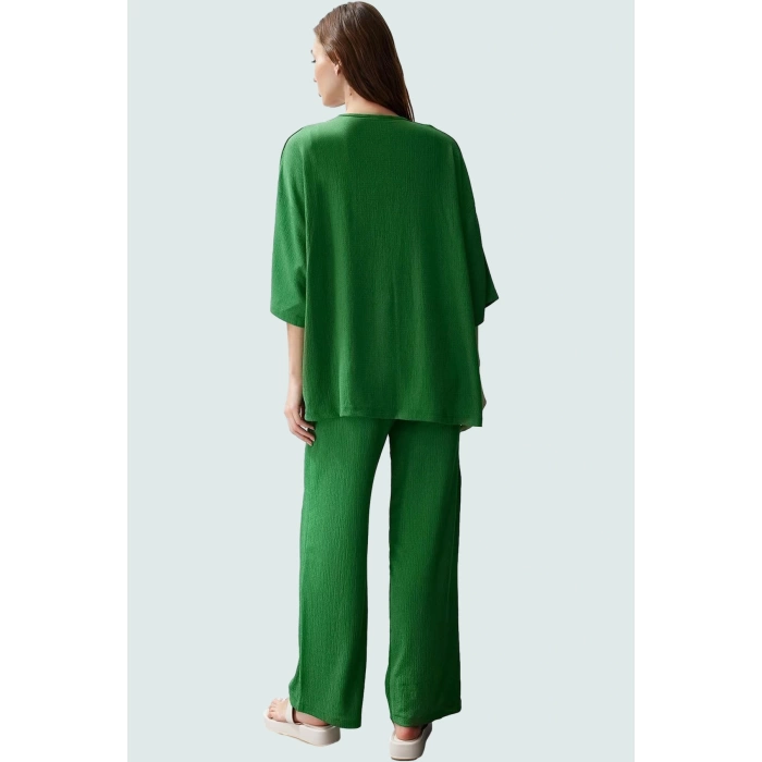 Polyester Örme Kadın Kimono Pantolon Takım Günlük Şıklık İçin Rahat Kullanım Seçkin Malzeme