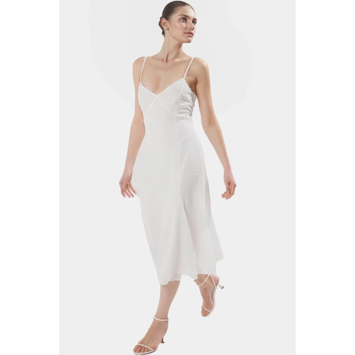 Polyester Şifon Elbise A line Midi Kolsuz Rahat Kullanım Şık Görünüm