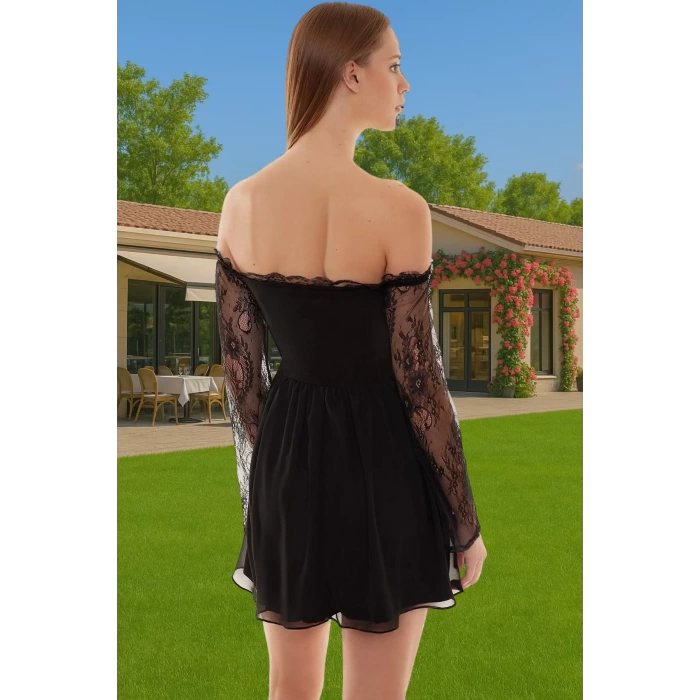 Polyester Şifon Mini Elbise Astarlı Uzun Kollu Özel Günler İçin Uzun Ömürlü Trend Tasarım