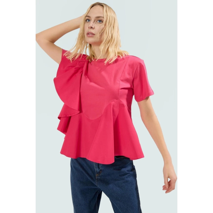 Poplin Bluz Fırfırlı Kol Detaylı Yazlık Premium Kalite Yüksek Şık Görünüm