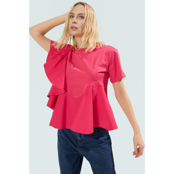 Poplin Bluz Fırfırlı Kol Detaylı Yazlık Premium Kalite Yüksek Şık Görünüm