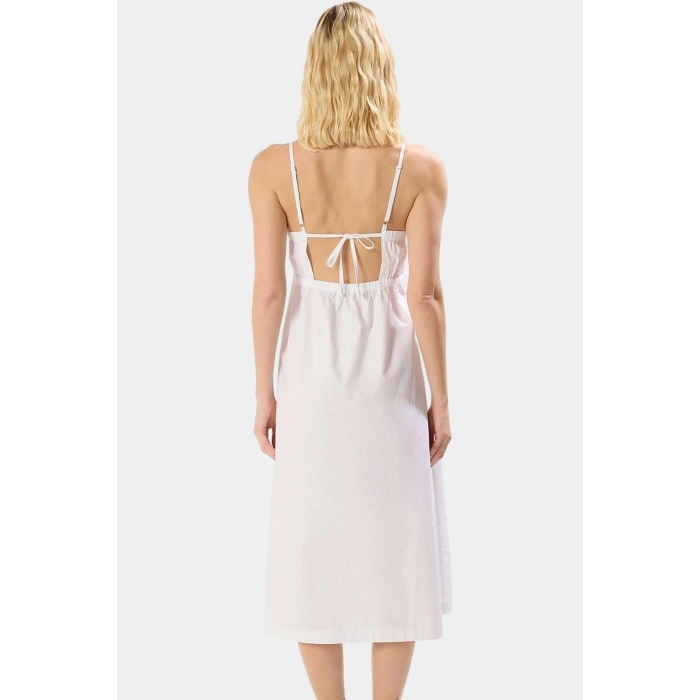 Poplin Dokuma Midi Elbise A Line Kalıp Rahat Yazlık Casual Dayanıklı Malzeme Zarifane Tasarım